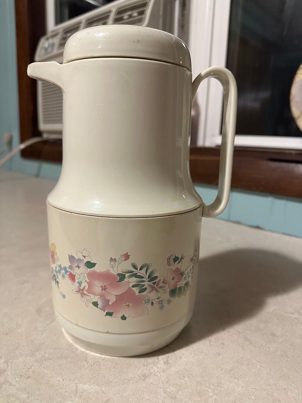 Vintage Phoenix Thermal Carafe Insulated Coffee Pot Pitcher Cream Pink Floral 10